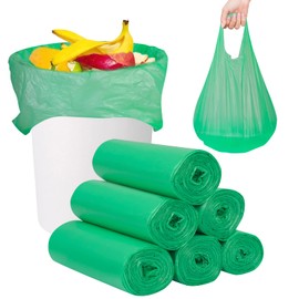 PetsHome Trash Bags, Garbage Bags, 120 Count 6 Gallon [Extra Thick][Leak Proof] Rubbish Bags Wastebasket Bin Liners for Home Office Trash Can Green