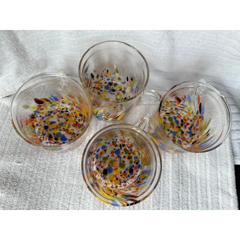 Murano NWT Murano Confetti Mosaic Glass Cup Yellow Splatter Spots