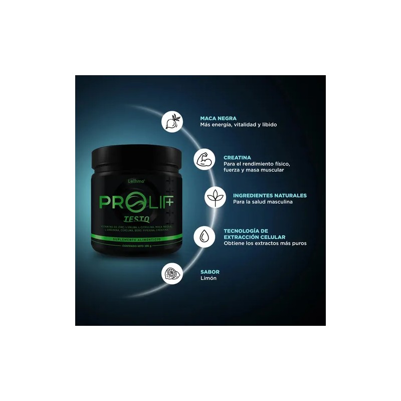 Lethma Prolif Testo 300g En Polvo. Vitaminas Y Minerales Sin