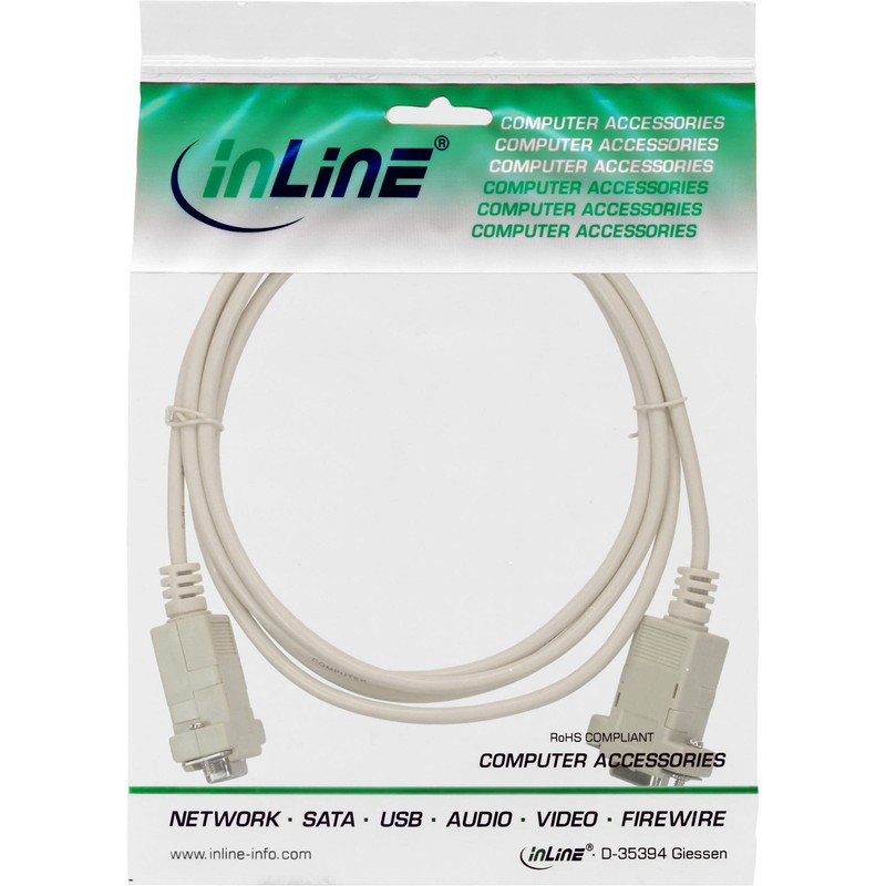InLine® Null modem cable, InLine®, 9 pin socket/socket 2m, clipped