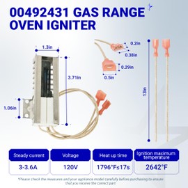 BlueStars 492431 Gas Range Oven Igniter - Compatible with Bosch Thermador Range - Replaces 00492431 AP3674290 1107469 20-01-500 487383 492431 610098 3472541 EA3472541 PS3472541 PS8722793