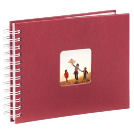 Hama photo album, 24 x 17 cm spiral album with 50 white pages, photo book with glassine dividers, album for gluing and DIY, burgundy