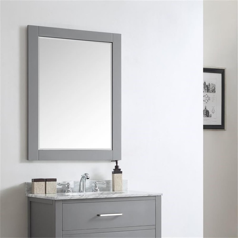 VINNOVA Florence 30" Bathroom Vanity Framed Wall Mirror in Gray