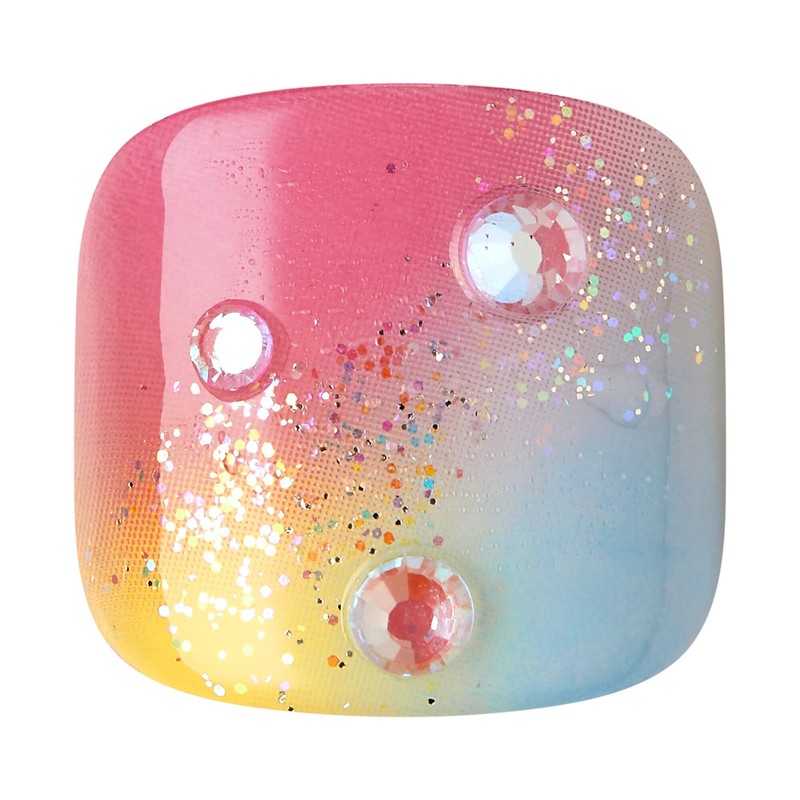 KISS imPRESS No Glue Pedi Press-On Toenails, Rainbow color with