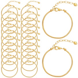 Forise 20pcs snake chain Charm Bracelet kit Chains with Lobster Clasp Extender Chain for DIY Women Jewelry Making Gifts Supplies