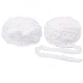 CABODYALS 70 Yards 2 Skeins White Plush Fluffy Faux Fur Yarn Super Soft Fuzzy Chunky Crochet Eyelash Furry Polyester Yarn Roll Bulk for Crocheting Knitting Blankets Scarves Sweaters Shawls DIY Crafts