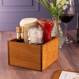 Chalkboards UK Square Condiment Holder, Wood, Dark Oak, 150 x 100 mm