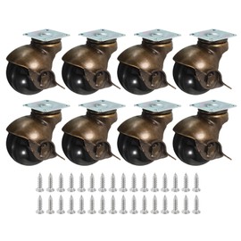 PATIKIL 2 Inch Ball Caster Wheels with Brake, 8 Pack 360° Rotating Swivel Top Plate Wheels Locking Caster with M8 Screws for Furniture Table Cabinet Bronze