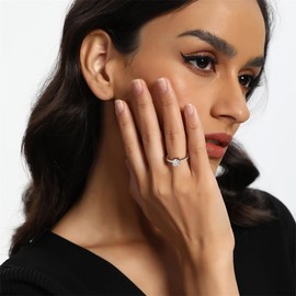 Moissanite Engagement Rings S925 Sterling Silver for Women, 1CT Round Cut Diamond 18K White Gold Plated Promise Wedding Anniversary Ring for Ladies, Size 8