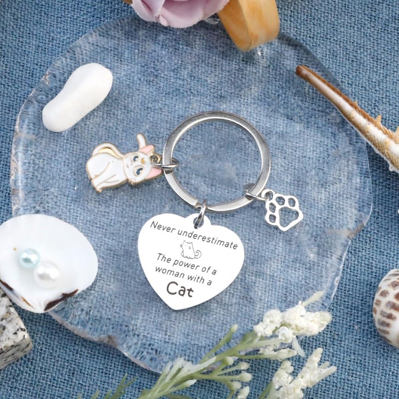 Fodfgxf Keychain - Cat Gifts for Women, Cat Lovers, Adults