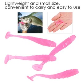 soft plastic grub,50pcs Soft Fishing Lures Baits Set, 5cm Plastic Fishing Bait T Tail Grub Worm Baits Fish Tackle Accessory 9 Colors (Pink)