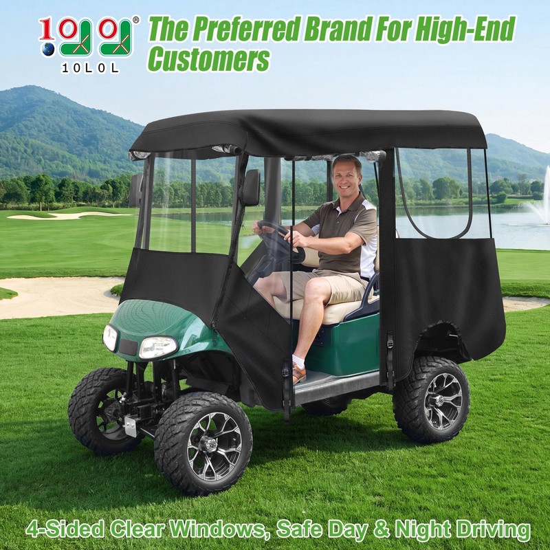 10L0L Golf Cart Enclosure for EZGO TXT/RXV 4 Passenger, 600D