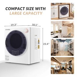 Elevon Portable Clothes Dryer 830W, Compact Dryer for laundry with 5 Drying Modes, 1.95 Cu.ft Front Load Dryer Machine, Stainless Steel Tub for Small Space, Apartments, RVs, Overheat Protection, White