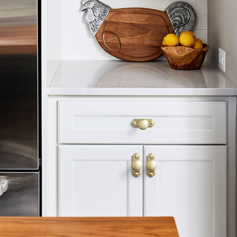 Goo-Ki 6 Pack Brushed Brass Cabinet Knobs with Backplate Zinc