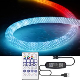 Xnbada 13.1FT WS2811 360 Degree Round Reticulate Neon LED Strip with Controller,RGB Nylon Flexible Dream Colorful Rope Light,Bedroom Indoor Outdoor Decoration,DC5V(No Adapter)