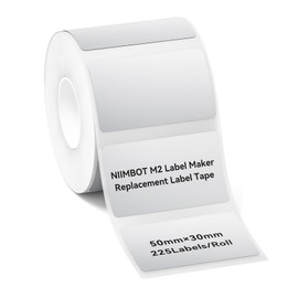 NIIMBOT M2 Thermal Transfer Labels 1.97''x1.18'', Only for M2 Label Maker, PET Material, Waterproof and High-Temperature Resistance, Long Storage Time, Silver Label Tape(50x30mm-225)
