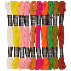 Korbond 10 Pack Light 10 x 7m 6 Stranded Skeins – 70m of Floss – Ideal for Embroidery Work, Cross Stitch, Crafting, DIYs and Upcycling