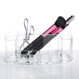 com-four® 10 Piece Makeup Set - Professional Cosmetic Brushes, Cosmetic Organiser and Eyelash Curler [Colour Varies!] (10 Pieces - Organiser/Brush/Eyelashes)