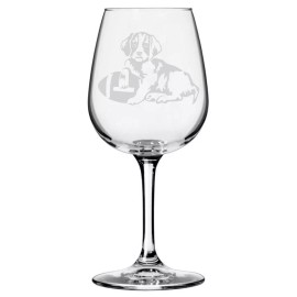 Etched Laser Art Brittany Spaniel Puppy Dog Themed Etched All Purpose 12.75oz Wine Glass