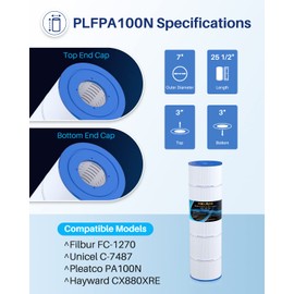 POOLPURE PLFPA100N Pool Filter Replaces PA100N, PA100N-4, Unicel C-7487, Filbur FC-1270, Hayward CX870RE, CX870-XRE, Hayward C4000, C4020, C4000S, 4PACK