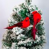 Berfutall-Cardinal Wire On Christmas Tree Ornament Decorations - Red Feathers