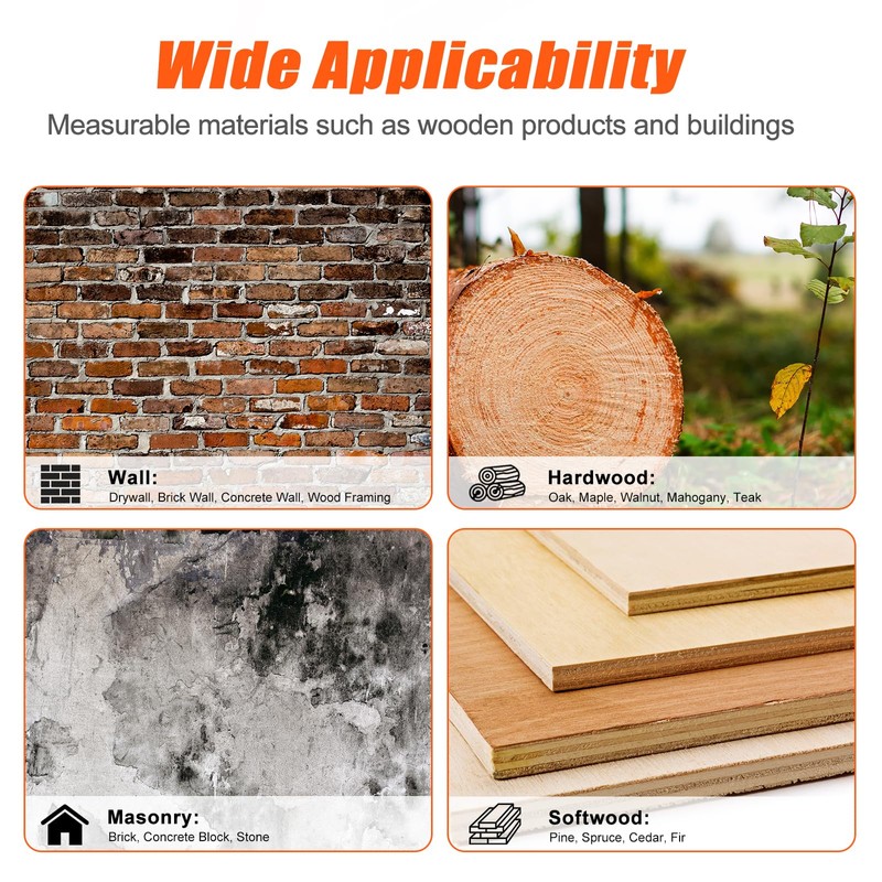 SURLABA Pinless Moisture Meter for Wood, Drywall & Masonry –