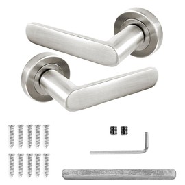 Decoranddecor Echo Satin Nickel Door Lever Handles - 54mm Round Rose - Aluminium - Handle Set Only