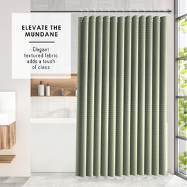 Clara Clark Sage Green Shower Curtain - Waterproof Shower Curtains for Bathroom, Waffle Shower Curtain Fabric, Thick Bathroom Curtain, Fabric Shower Curtain 72x72, Hotel Quality Cloth Shower Curtain