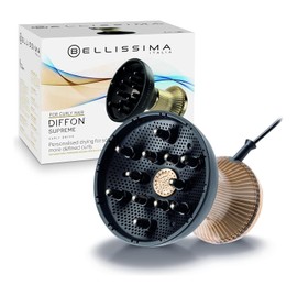 BELLISSIMA ITALIA Diffon Supreme - Difusor XL y secador de pelo para cabello rizado y ondulado, botón fresco, tecnología iónica y cerámica para no encrespamiento, Negro