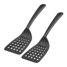 Westmark Set of 2 Spatulas, Wide Surface and Special Flattened Edge, Plastic, Gentle, Black, 283722E3, 310 x 93 x 35 mm