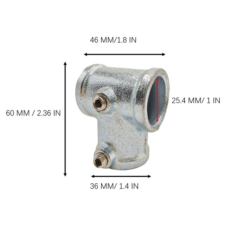 4Pcs Galvanized Pipe Fittings Single Socket Tee Steel Pipe Pipe