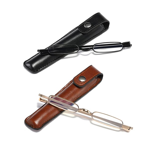 Hubeye 2 Pairs Mini Reading Glasses Ultra thin Metal Lightweight