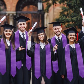 GHGMAO Plain Graduation Stole for Unisex Adults, Class of 2025 Graduation Sash Honor Stoles for Academic Commencements, 60" / 72" Long, 13 Colors