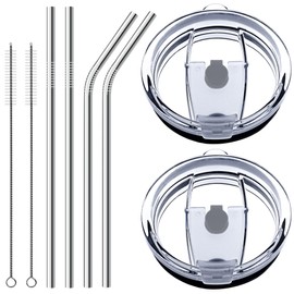 30 oz Tumbler Lids with Drinking Straws, Fits for YETI Rambler, Ozark Trail, Old Style Rtic and More, SENHAI Spill-proof Splash Resistant Lids Covers for Stainless Steel Tumblers Cups - Set of 8