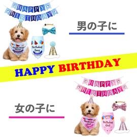 PetGround Birthday Set, Hat, Bandana, Bowtie, Decoration, 4-piece Set, Birthday Dog Toy (Pink)
