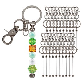 PATIKIL 20 Pcs Beadable Keychains Bars, Metal Beaded Keychain Blanks Bulk Making Supplies Kit with Swivel Snap Hooks for Pendant DIY Art Crafts, Grey Plating