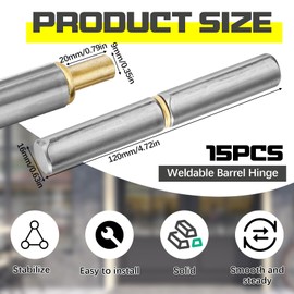 Yaocom 15 Pack Weld on Bullet Hinges 4-5/8" x 5/8" Weldable Barrel Hinges Heavy Duty Carbon Steel Detachable Gate Door Fittings for Swing Door Trailer Ramp