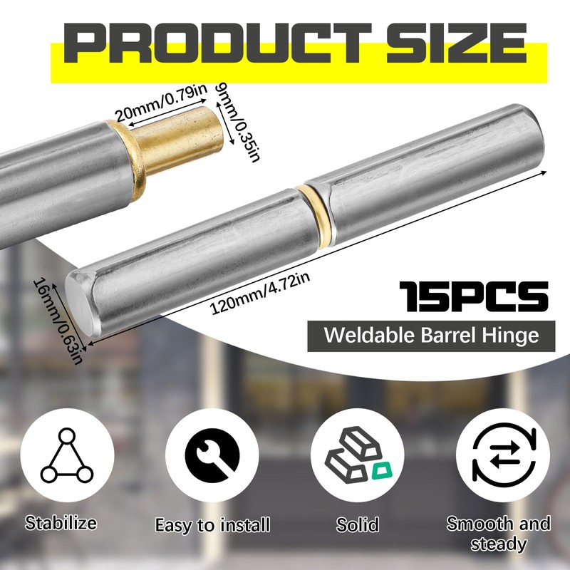 Yaocom 15 Pack Weld on Bullet Hinges 4-5/8" x 5/8"