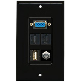 RiteAV Wandplatte, SVGA USB A-A (Schwarz), 2 HDMI, Schwarz