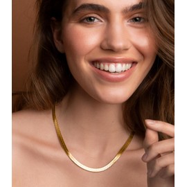 day.berlin Women's Snake Chain 6 mm Wide 18 Carat Gold-Plated Sturdy Snake Necklace 45 + 5 cm Variable Length, 316L Stainless Steel Chain, Nickel-Free and Waterproof, Stainless Steel, No Gemstone