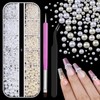 2160 Pcs Resin Half Round Pearls Kit, 1.5-5mm White &