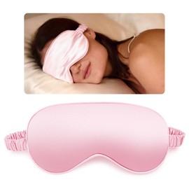 Natural Silk Eye Mask for Sleep - Sleep Mask Skin-Friendly & Breathable, Blindfold with Elastic Strap Pressure-Free, 100% Coverage Blackout Light, Eye Shade for Travel/Office Breaks