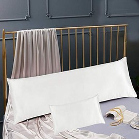 Cozysilk 100% Silk Body Pillowcase for Hair & Skin with Hidden Zipper, 20 Momme Silk Body Pillow Pillowcase, Pure Mulberry Silk Maternity Pillow Cover for Women Pregnancy (20 x 54, White)