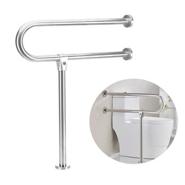 Handicap Grab Bars Rails 30-Inch Toilet Handrails Bathroom Safety Bar Hand Support Rail Handicapped Handrail Accessories for Seniors Elderly Disabled Bariatric Railing Wall to Floor Mounted Bath Grips
