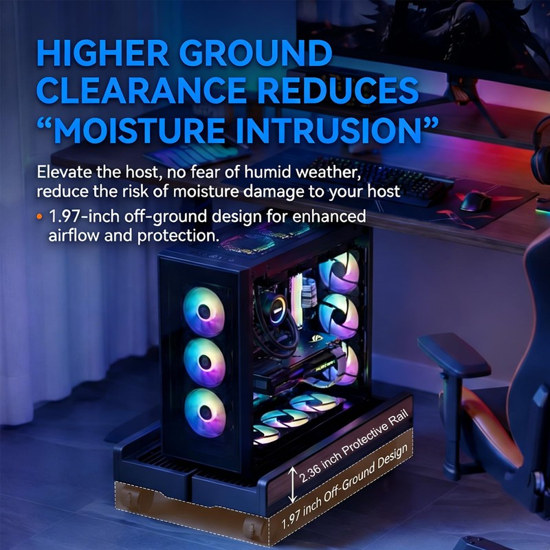 Adjustable CPU Stand,Ventilated PC Stand for Floor/Carpet/Under Desk, 110LBS Computer