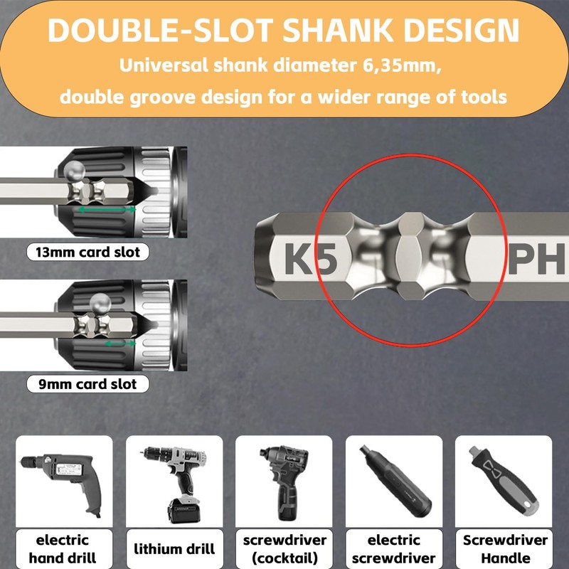 6Pcs Magnetic Screwdriver Bits, High Magnetic Screwdriver Drill Bit Set,