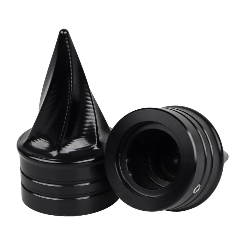 Unbranded Black Twisted Front Axle Cap Nut Covers For Harley