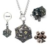 Haxtec Mini Metal DND Dice Set with Hollow Necklace Dice