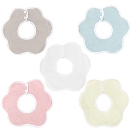 MOMSMENU Baby Bib Bib Soft Baby Bib for Boys and Girls, Petal Shape, 360° Rotation, Set of 5