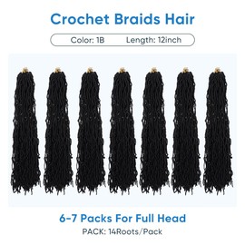 ZZJHJSG Faux Locs with Curly Ends 18 inch Crochet Hair Pre Looped 18 Inch Faux Locs Crochet Braids Goddess Curly Wavy Locs Crochet Loc Hair for Black Women (18 Inch (Pack of 7), 1B)